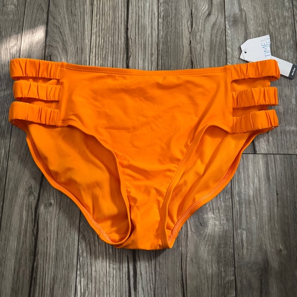 Time And Tru Bikini Bottom Solid Orange Mid-Rise Women's Size L (12-14) NWT - Picture 1 of 3